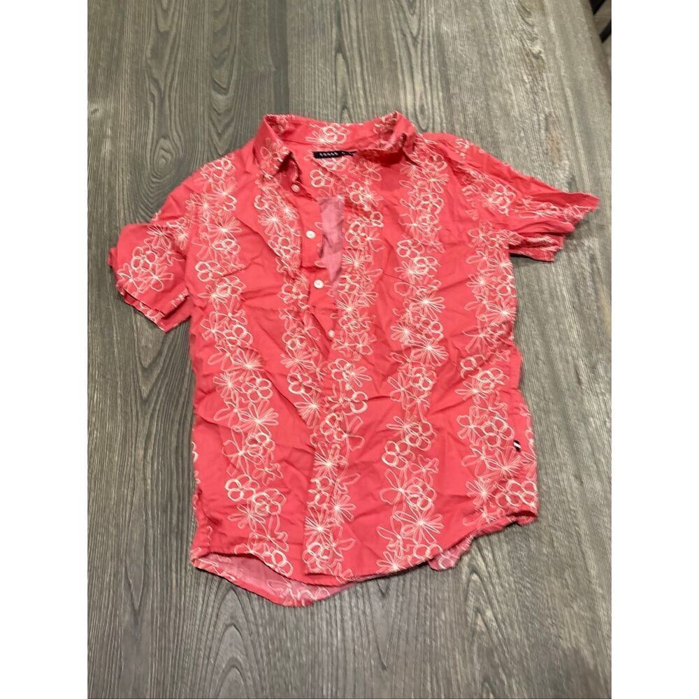 Edgar + Ash Womens Button-Up Shirt Floral Print Short Sleeve Floral Pink Size S
